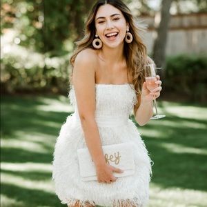 Jay Godfrey Remi Strapless Feather Mini Dress